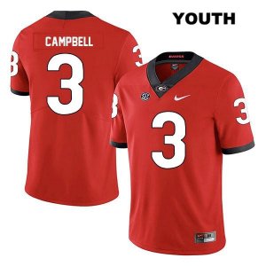 Youth Georgia Bulldogs NCAA #3 Tyson Campbell Nike Stitched Red Legend Authentic College Football Jersey SGI0354JU